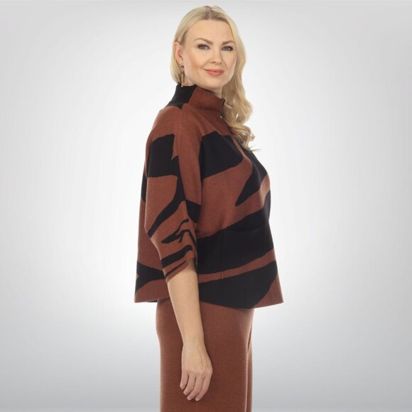 NEW Size M Joseph Ribkoff Black/Toffee Animal Print Knit Set - Picture 3 of 8